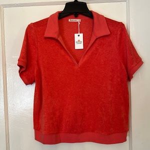 Red Marine Layer Terry Cloth Shirt